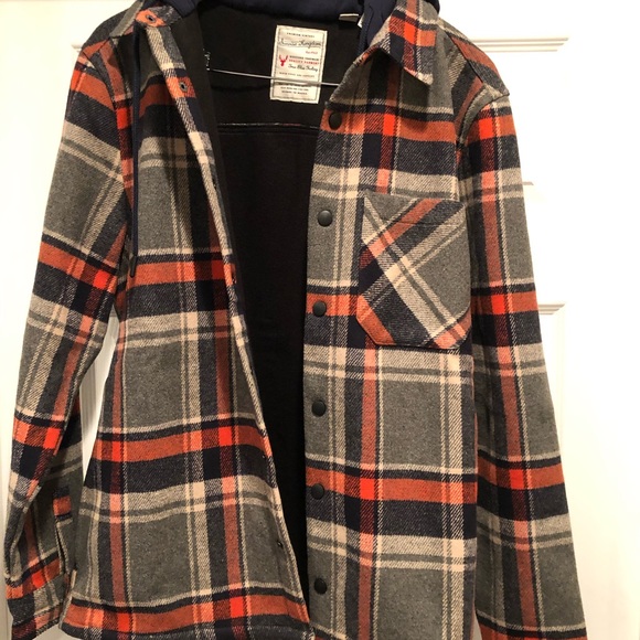 Bonded Flannel Plaid Crimson Red Hoodie 